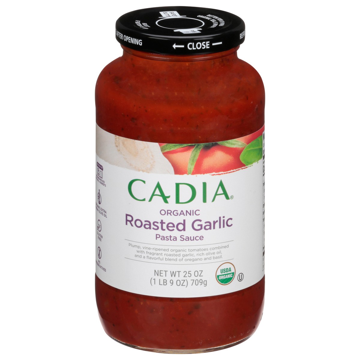 slide 1 of 13, Cadia Organic Roasted Garlic Pasta Sauce 25 oz, 25 oz