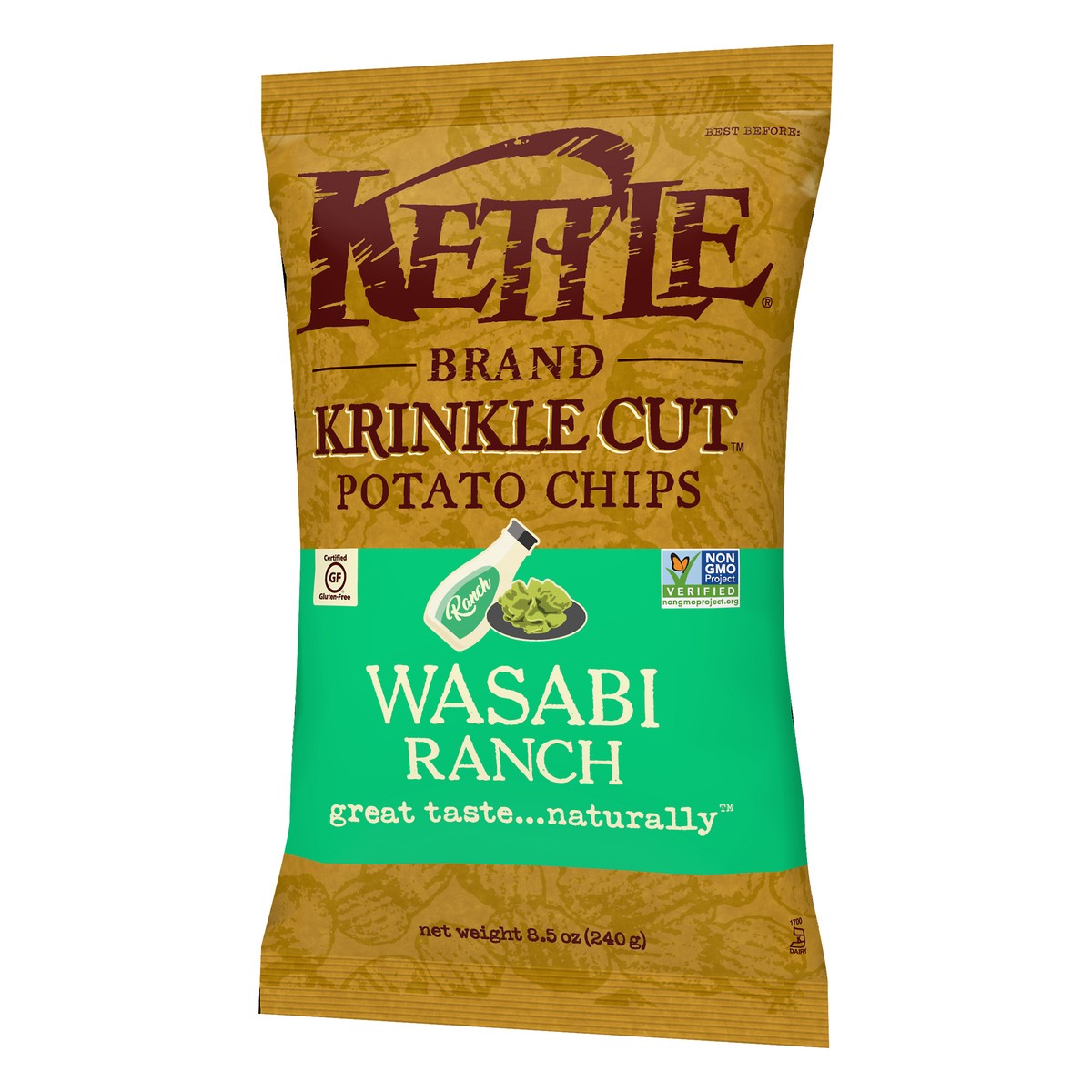 slide 3 of 7, Kettle Brand Krinkle Cut Wasabi Ranch Potato Chips, 8.5 oz