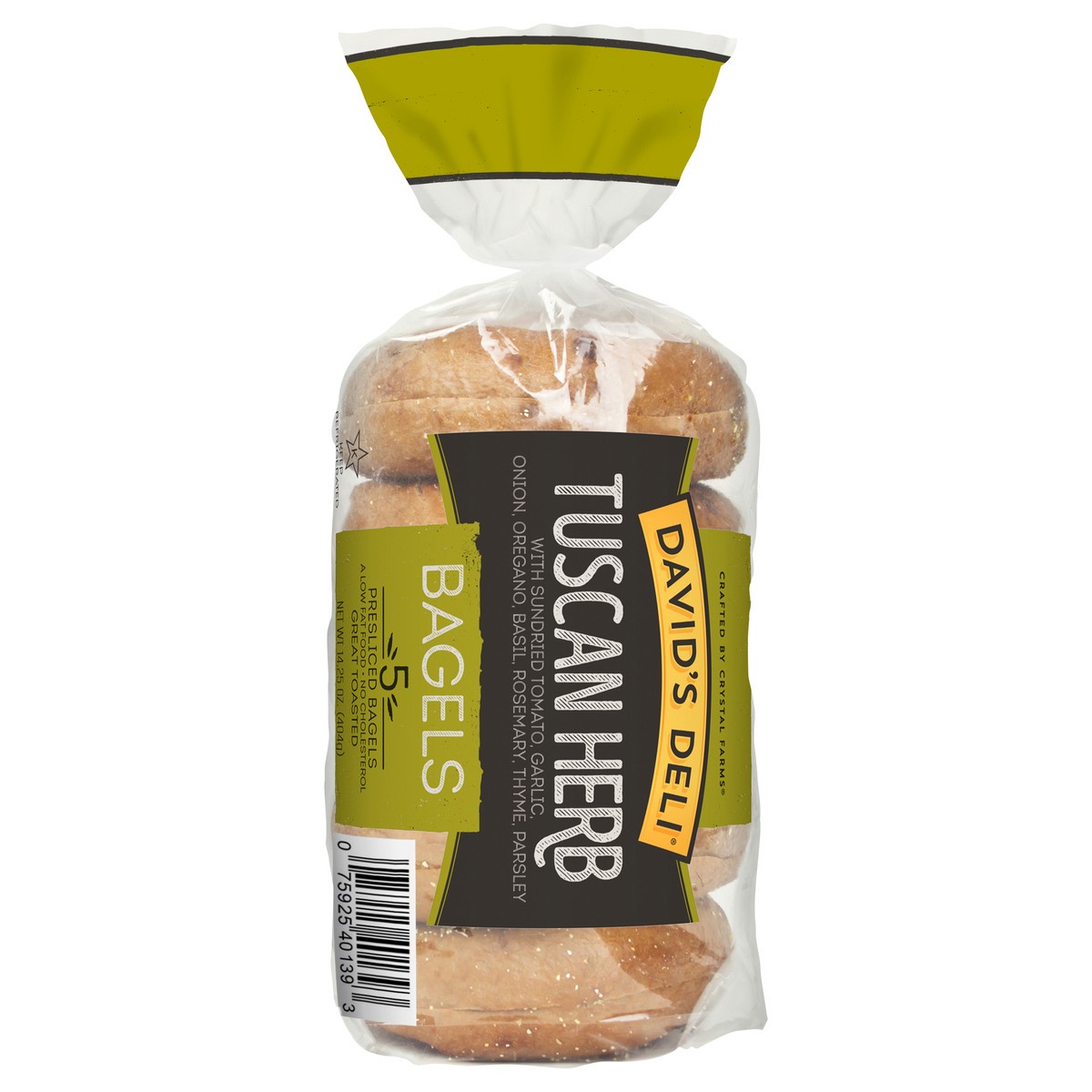 slide 1 of 5, David's Deli Bagels, Tuscan Herb, Presliced, 5 ct