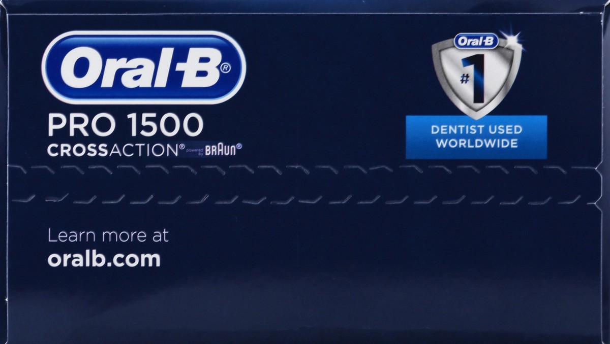 slide 2 of 6, Oral-B Pro 1500 CrossAction Electric Power Rechargeable Battery Toothbrush, Powered by Braun, 1 ct