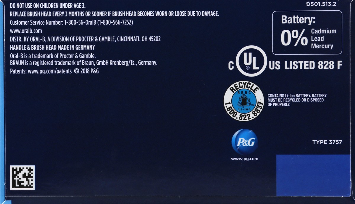 slide 4 of 6, Oral-B Pro 1500 CrossAction Electric Power Rechargeable Battery Toothbrush, Powered by Braun, 1 ct