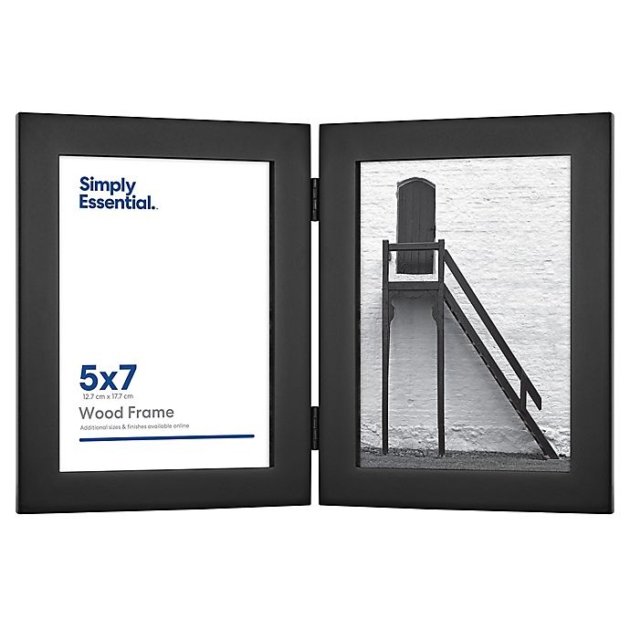 slide 1 of 1, Simply Essential Gallery 2-Photo Hinged Wood Picture Frame - Black, 5 in x 7 in