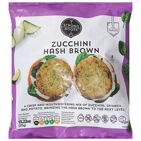 slide 1 of 1, Strong Roots Hash Brown Frz Zucchini - 13.22 OZ, 13.22 oz