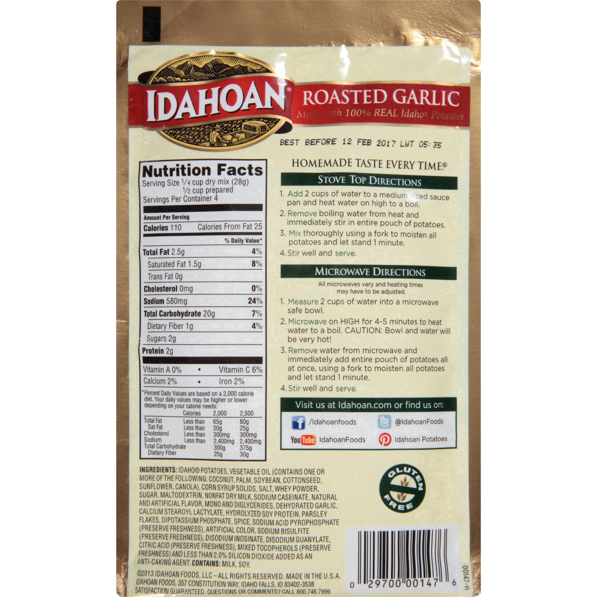 Idahoan Roasted Garlic Mashed Potatoes 4 oz Shipt