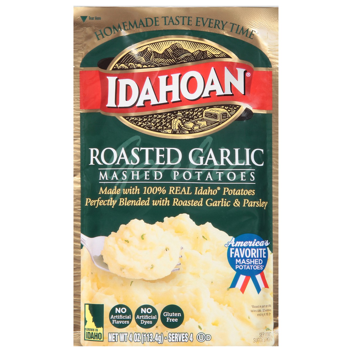 slide 1 of 33, Idahoan Roasted Garlic Mashed Potatoes 4 oz, 4 oz