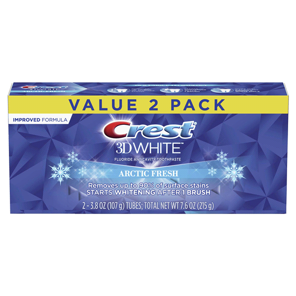 slide 1 of 3, Crest 3D White Fluoride Anticavity Toothpaste, Arctic Fresh, 7.6 oz
