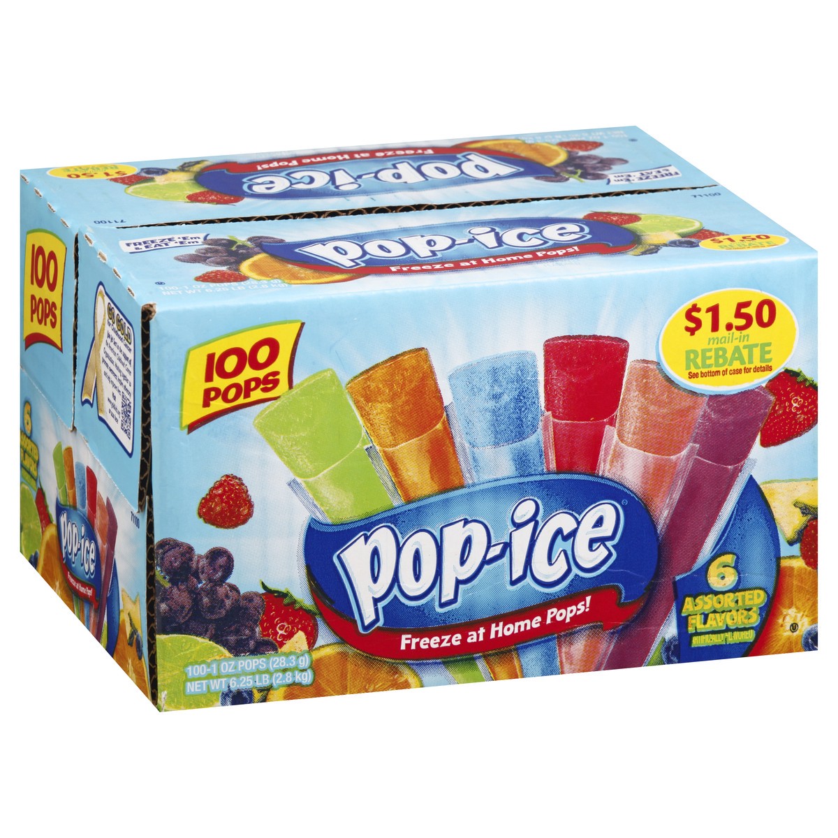 slide 13 of 13, Pop-Ice Assorted Flavors Pops 100 ea, 100 ct