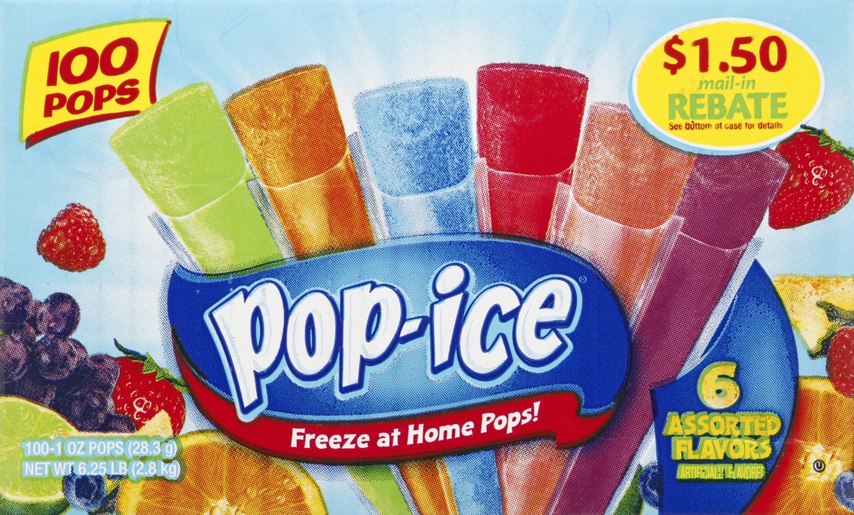 slide 3 of 13, Pop-Ice Assorted Flavors Pops 100 ea, 100 ct