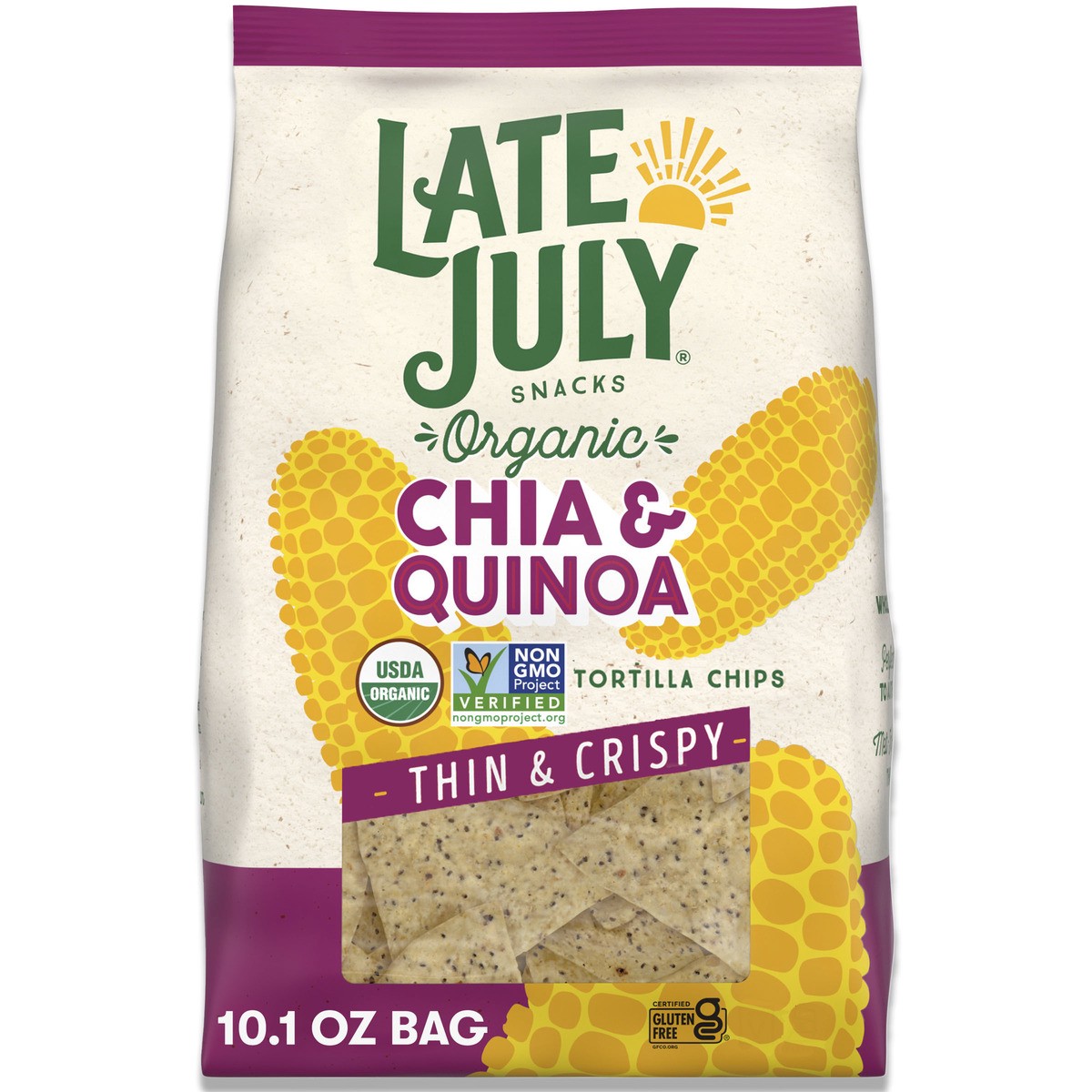 slide 1 of 5, Late July Snacks Chia & Quinoa Organic Tortilla Chips, 10.1 oz Bag, 10.1 oz
