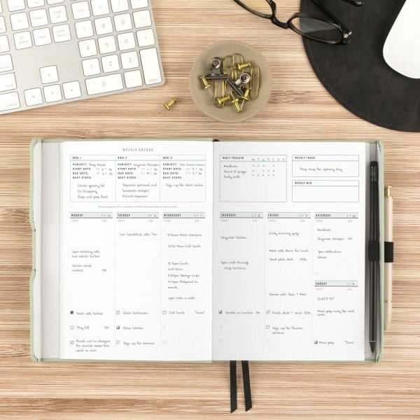 slide 4 of 10, AT-A-GLANCE® FOUNDATION GOAL SETTING Undated Weekly Monthly Planner, Bio Mint, Small, 5 1/2"" x 8 1/2"", 1 ct