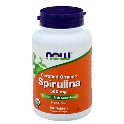 slide 1 of 2, NOW Organic Spirulina 500 Mg, 180 ct