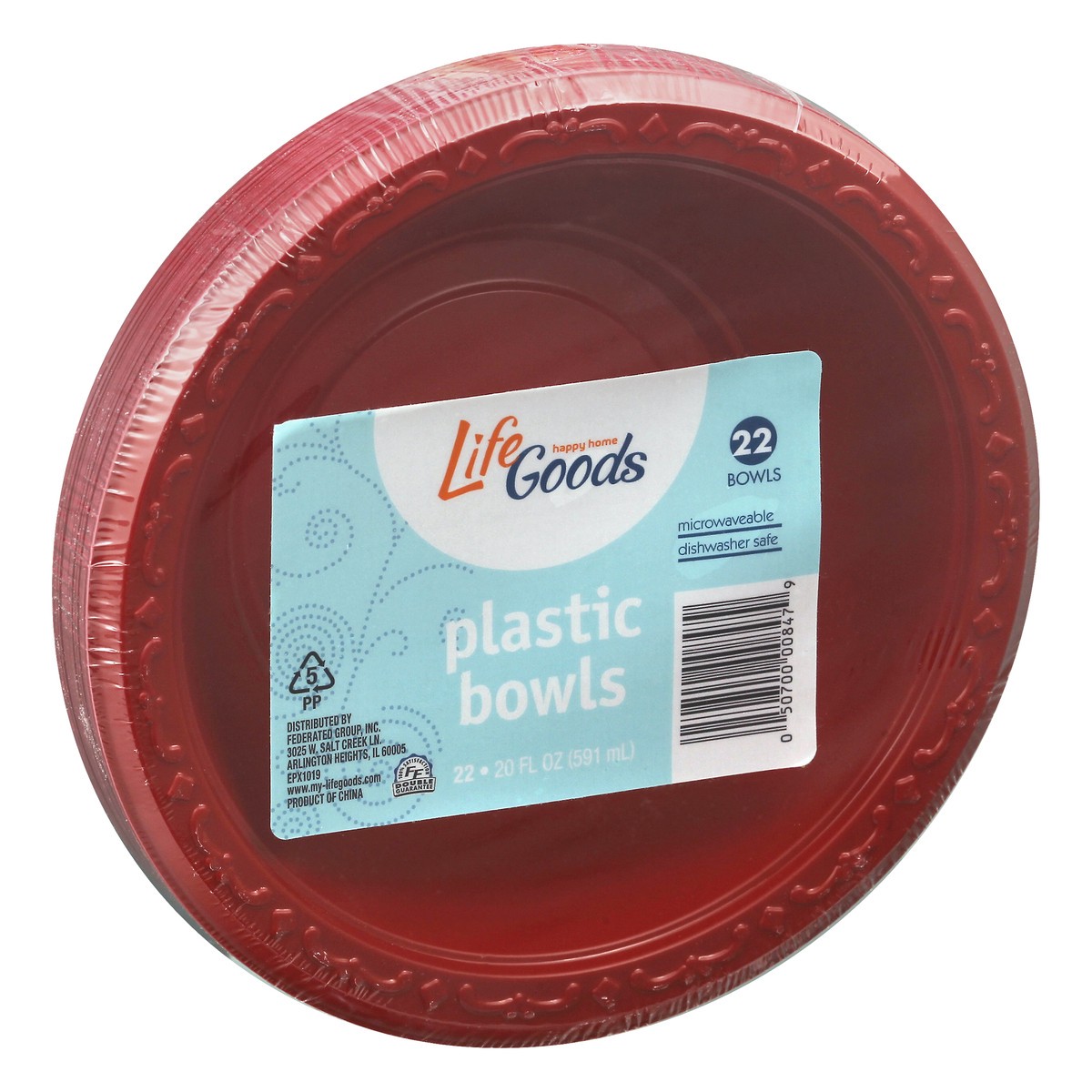 slide 10 of 11, Life Goods Plastic Bowls 22 ea, 22 ct