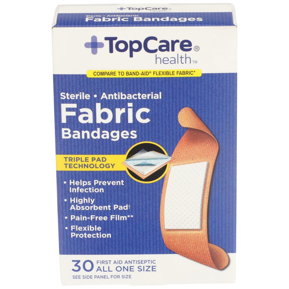 slide 1 of 1, Topcare Bandage Flex Fab Antibac, 30 ct