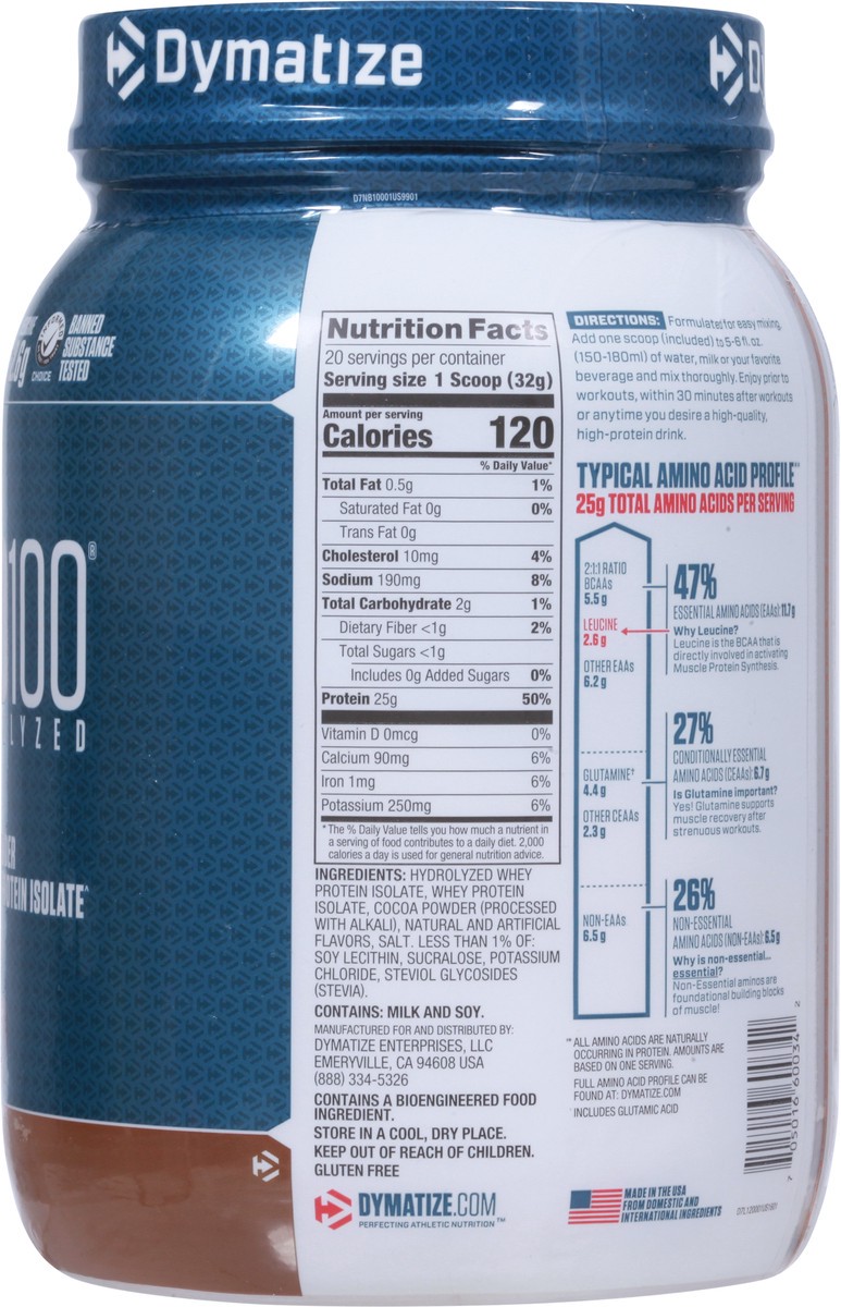 slide 11 of 14, Dymatize Iso100 Hydrolyzed Protein Powder, Fudge Brownie, 22.6 oz