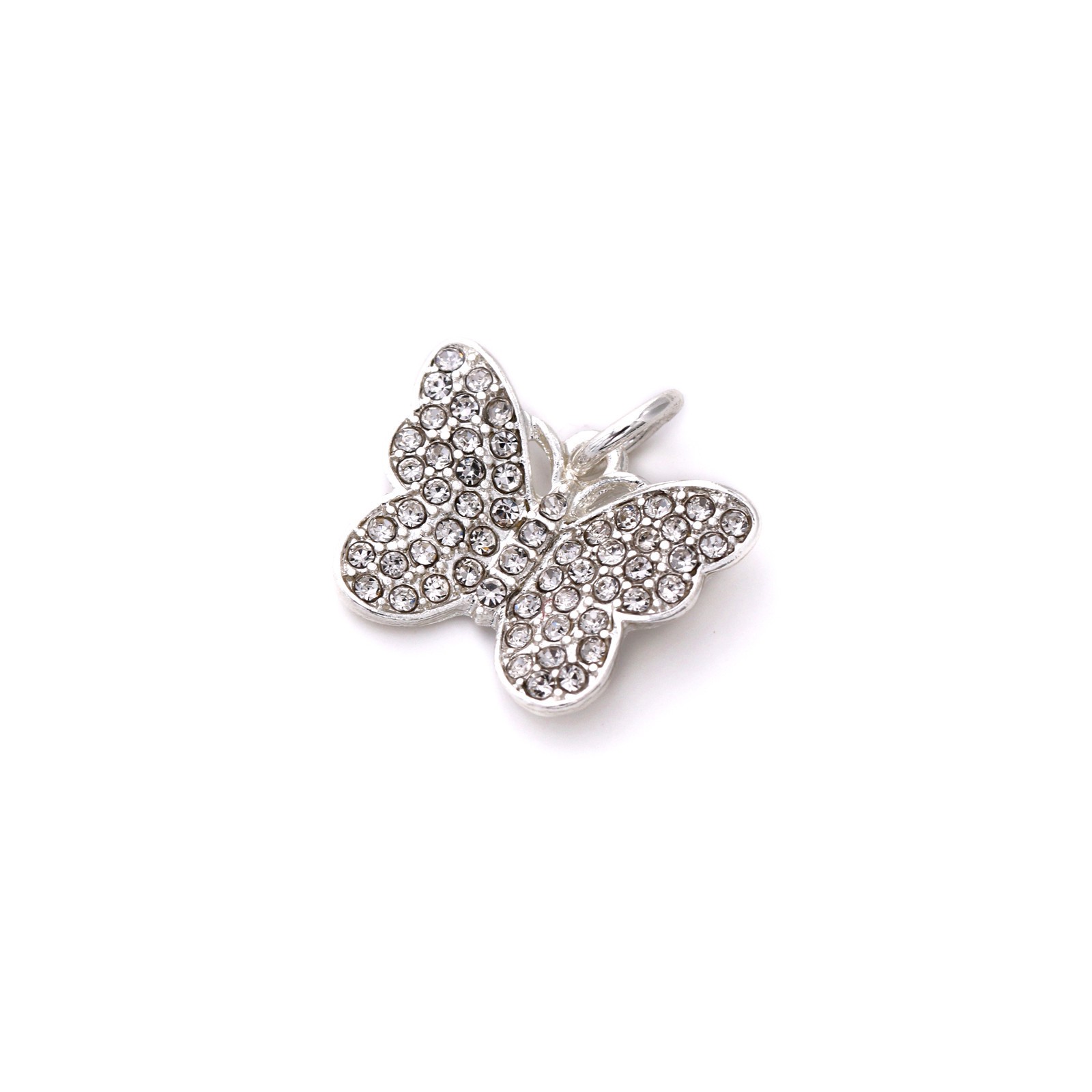 slide 4 of 4, Charmalong Silver Plated & Stone Paved Butterfly Charm By Bead Landing, 0.75 in x 0.6 in x 0.25 in