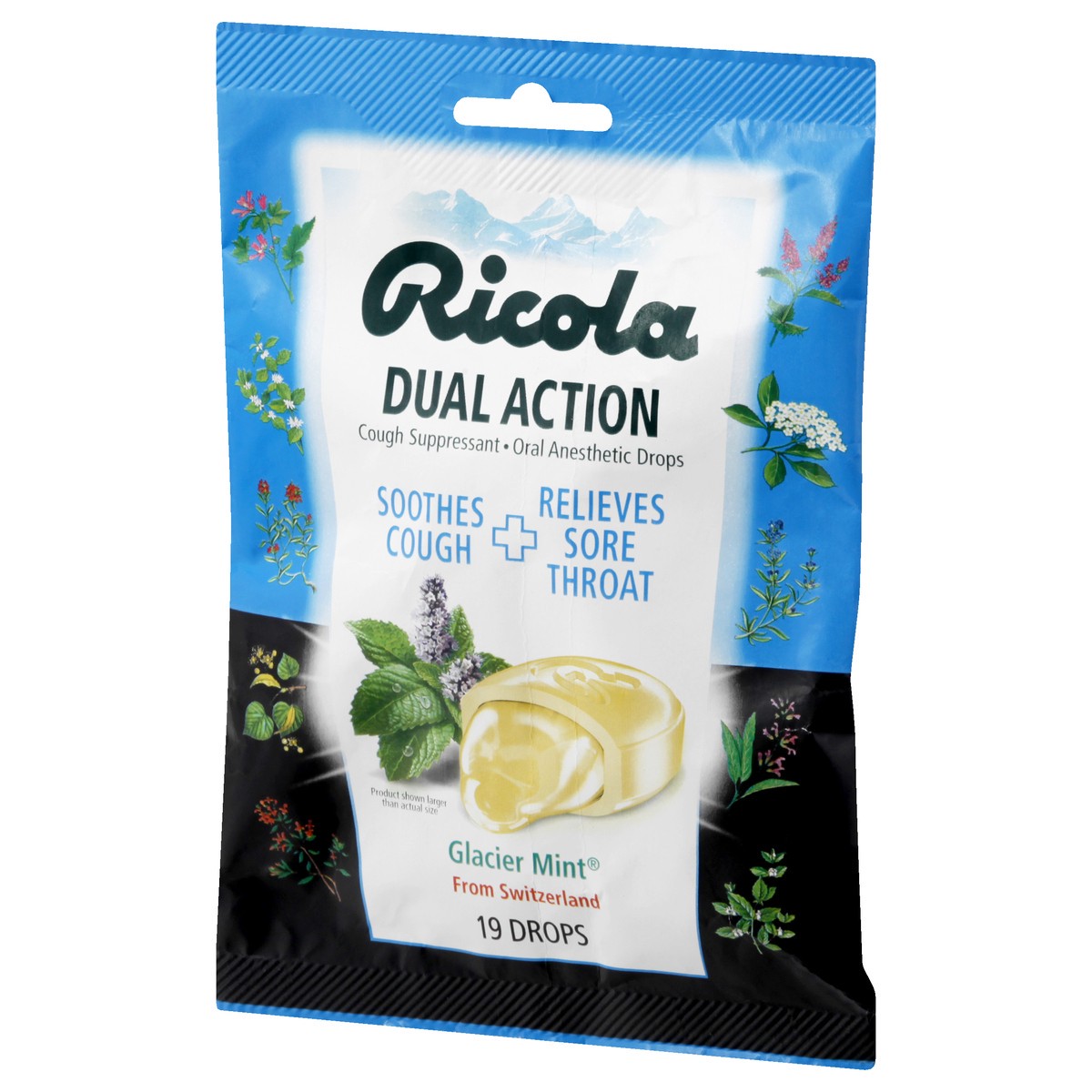 slide 8 of 10, Ricola Dual Action Glacier Mint Cough Suppressant Drops 19 ea, 19 ct