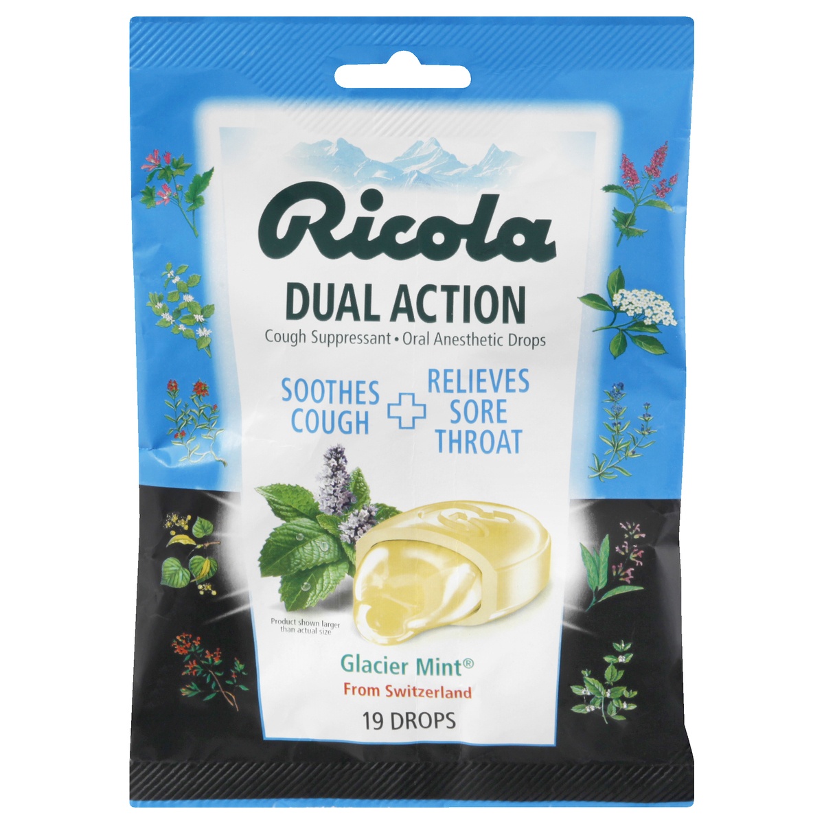 slide 1 of 4, Ricola Extra Strength Glacier Mint Cough Suppressant Drops, 19 ct