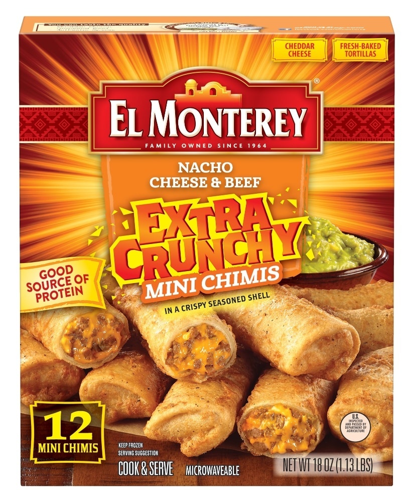 El Monterey Nacho Cheese & Beef Extra Crunchy Mini Chimis 12 ct; 1.5 oz ...