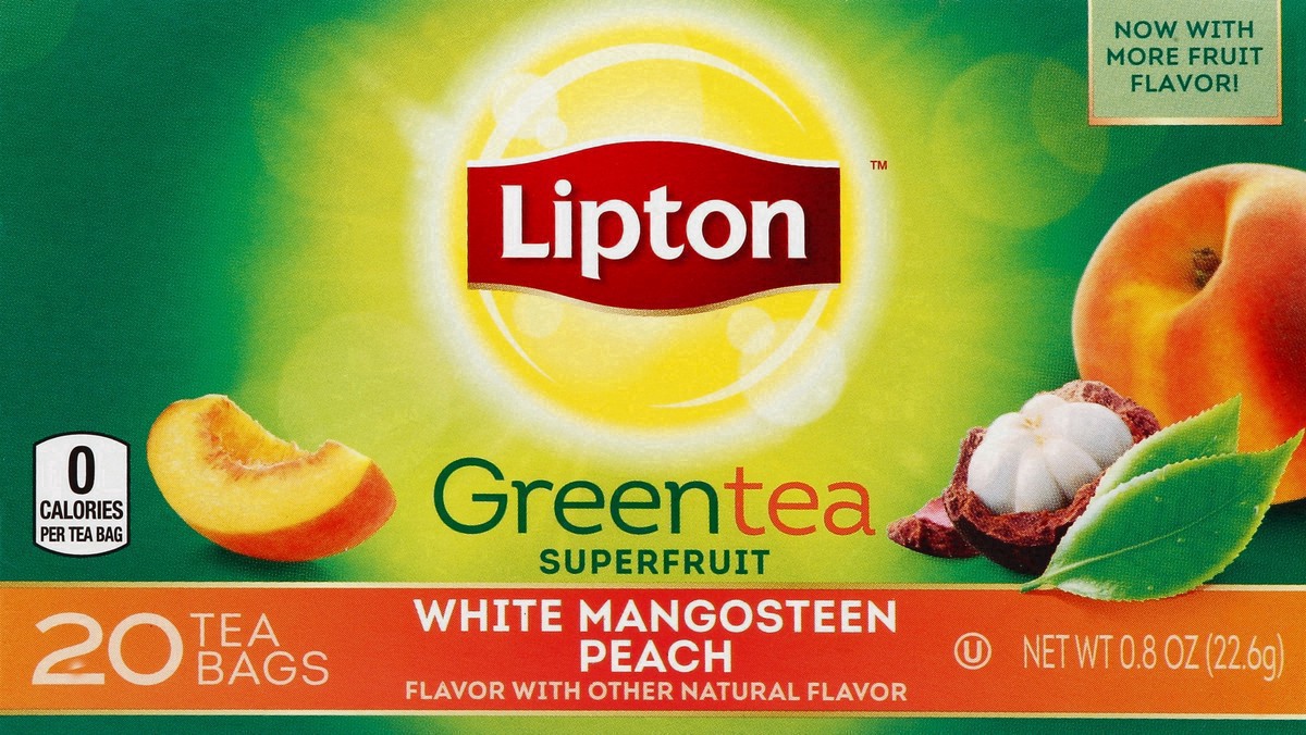 slide 9 of 14, Lipton White Mangosteen Peach Green Tea Superfruit - 20ct, 20 ct