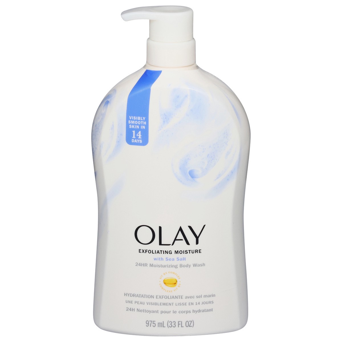 slide 1 of 11, Olay Exfoliating Moisture 24HR Moisturizing with Sea Salt Body Wash 33 fl oz, 33 fl oz