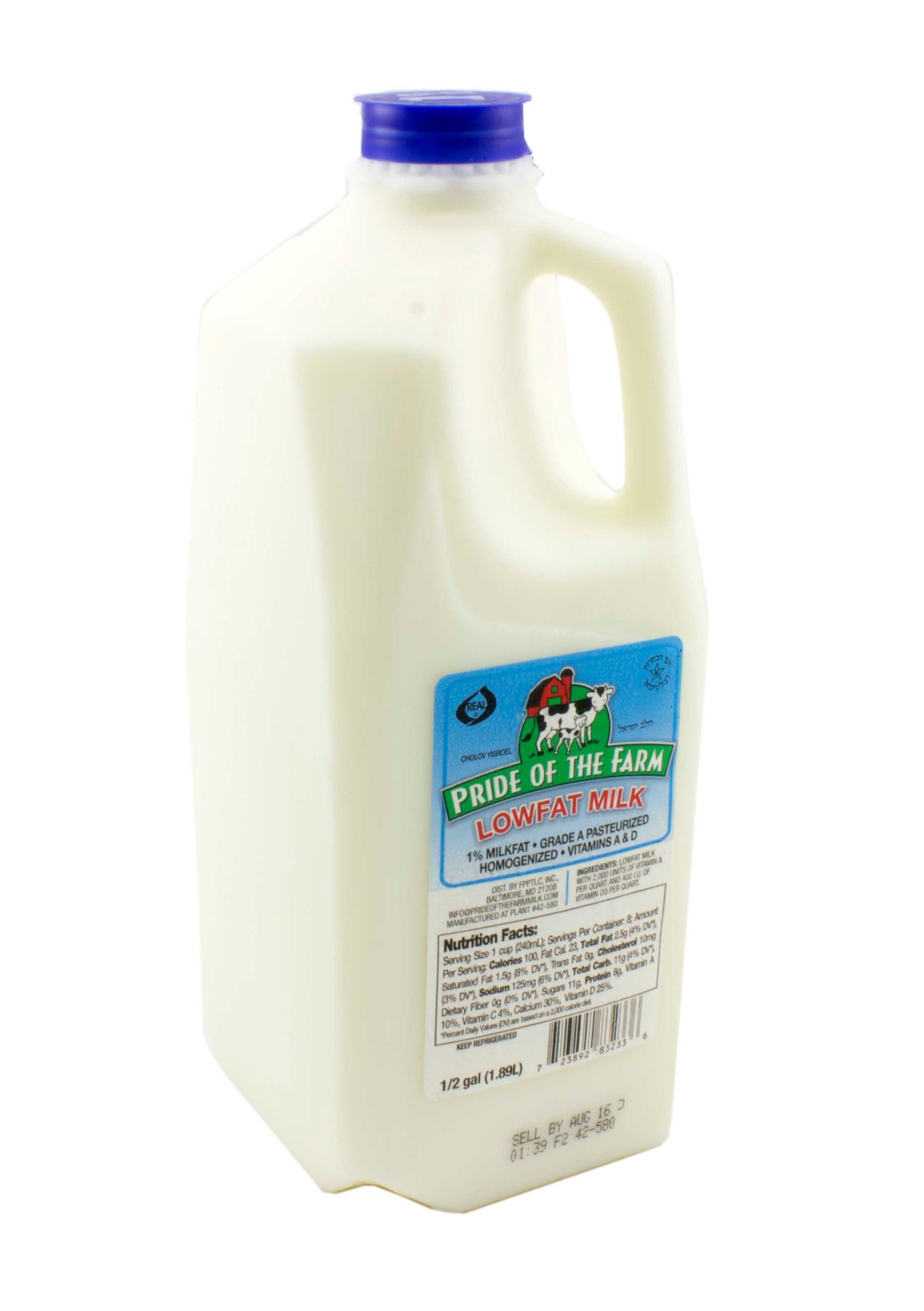 slide 1 of 1, Pride of the Farm Low Fat 1% Milk, 1/2 gal