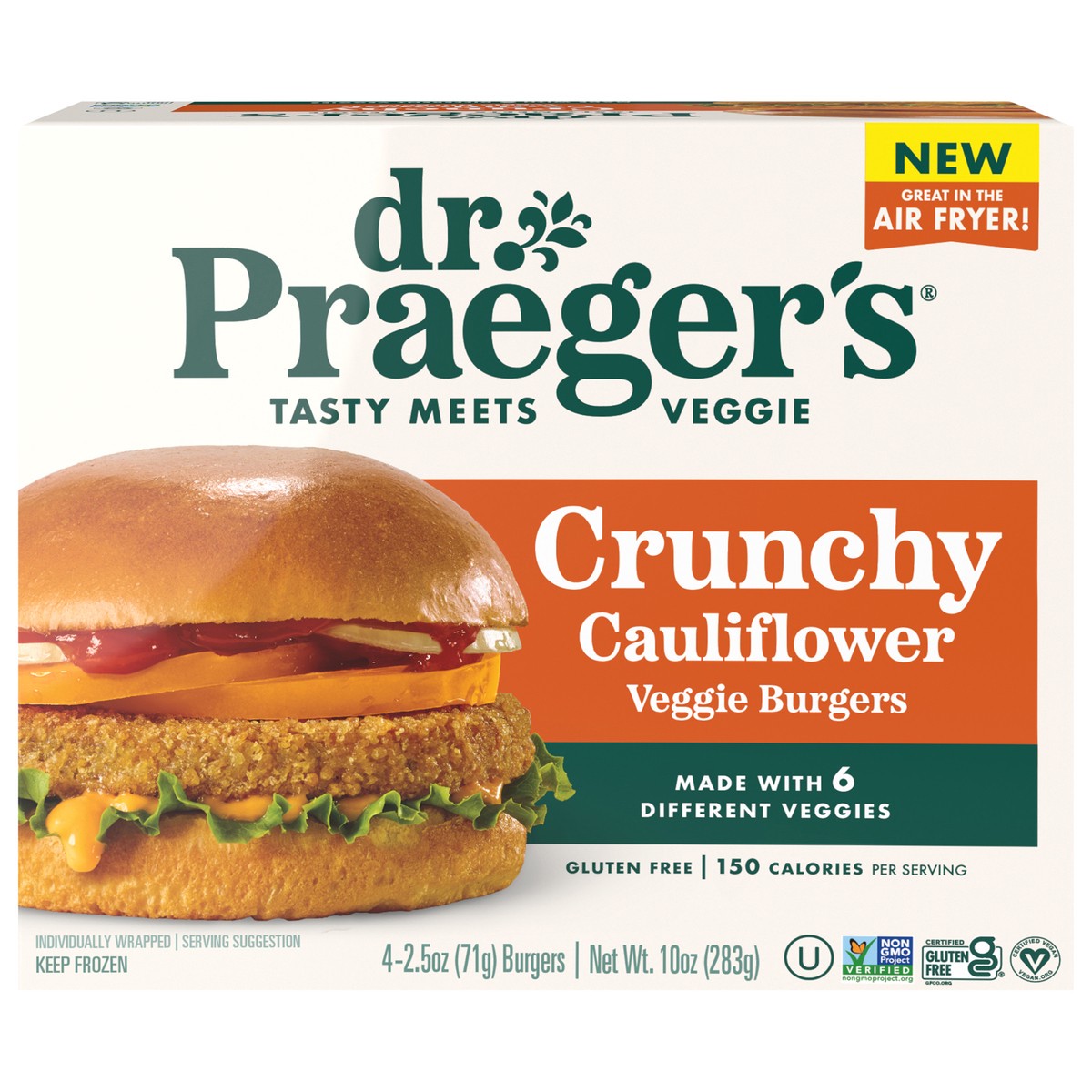 slide 1 of 13, Dr. Praeger's Crunchy Cauliflower Veggie Burger, 4 ct