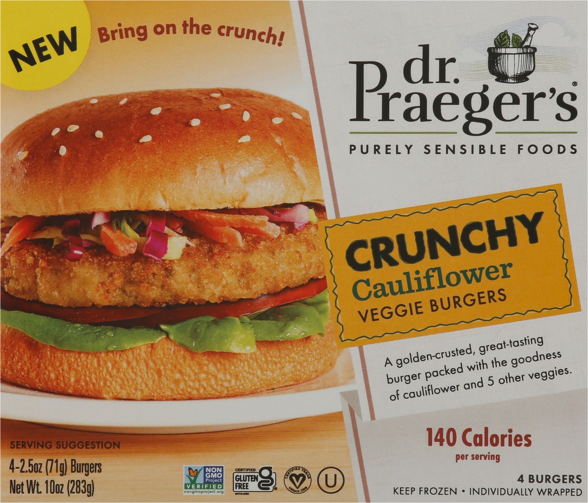 slide 11 of 13, Dr. Praeger's Crunchy Cauliflower Veggie Burger, 4 ct