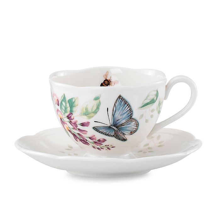 slide 1 of 1, Lenox Butterfly Meadow Blue Butterfly Cup & Saucer Set, 1 ct