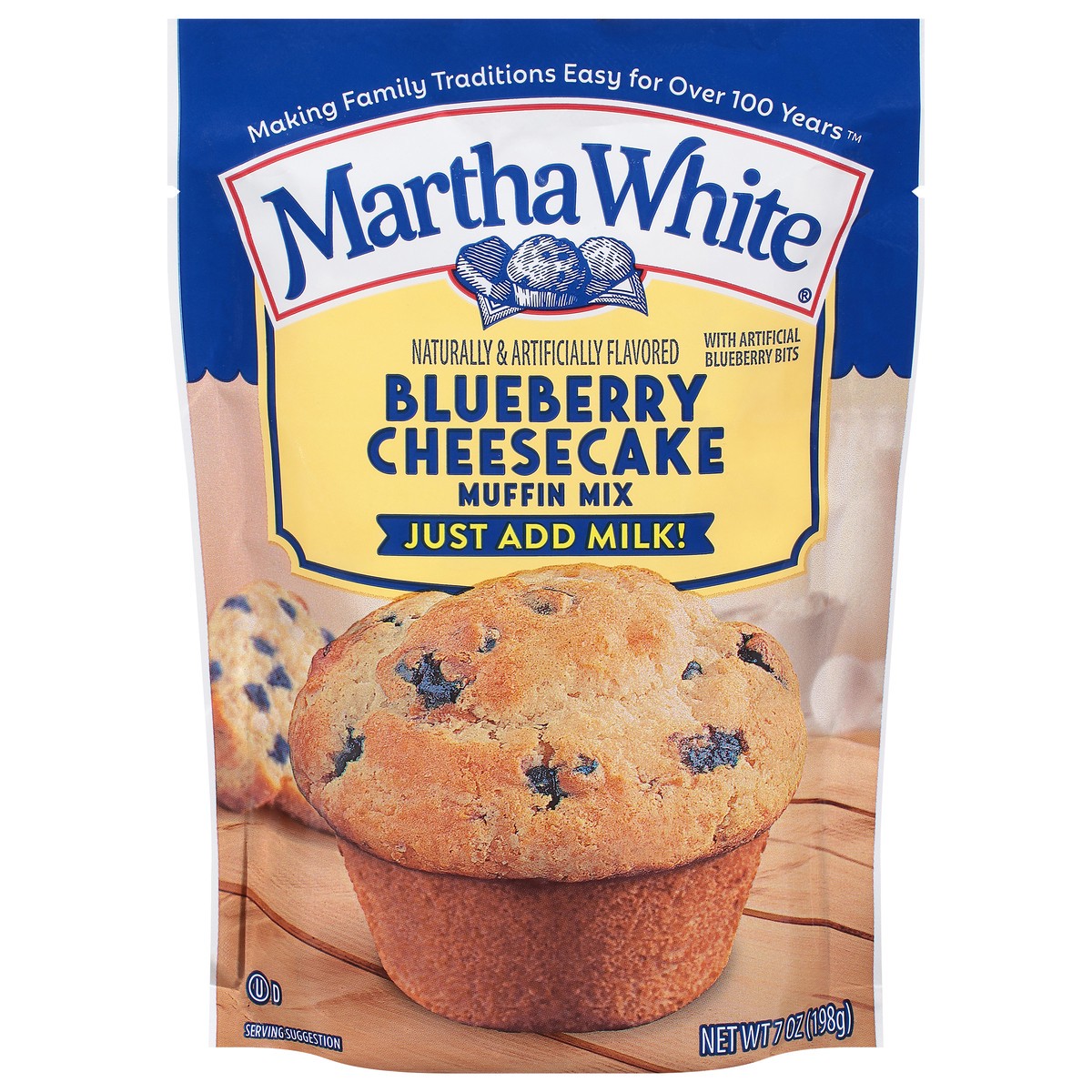 slide 1 of 1, Martha White Blueberry Cheesecake Muffin Mix, 7 Oz Bag, 7 oz