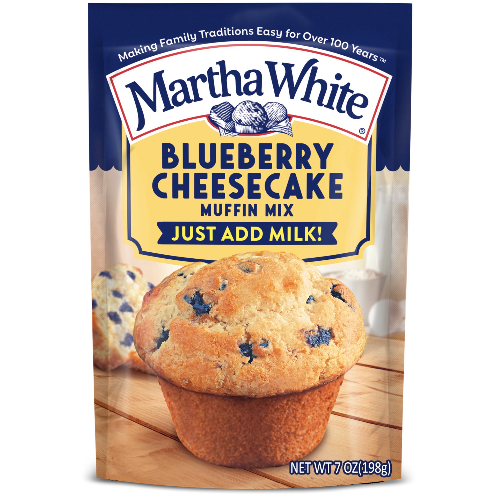 slide 1 of 1, Martha White Blueberry Cheesecake Muffin Mix, 7 Oz Bag, 7 oz