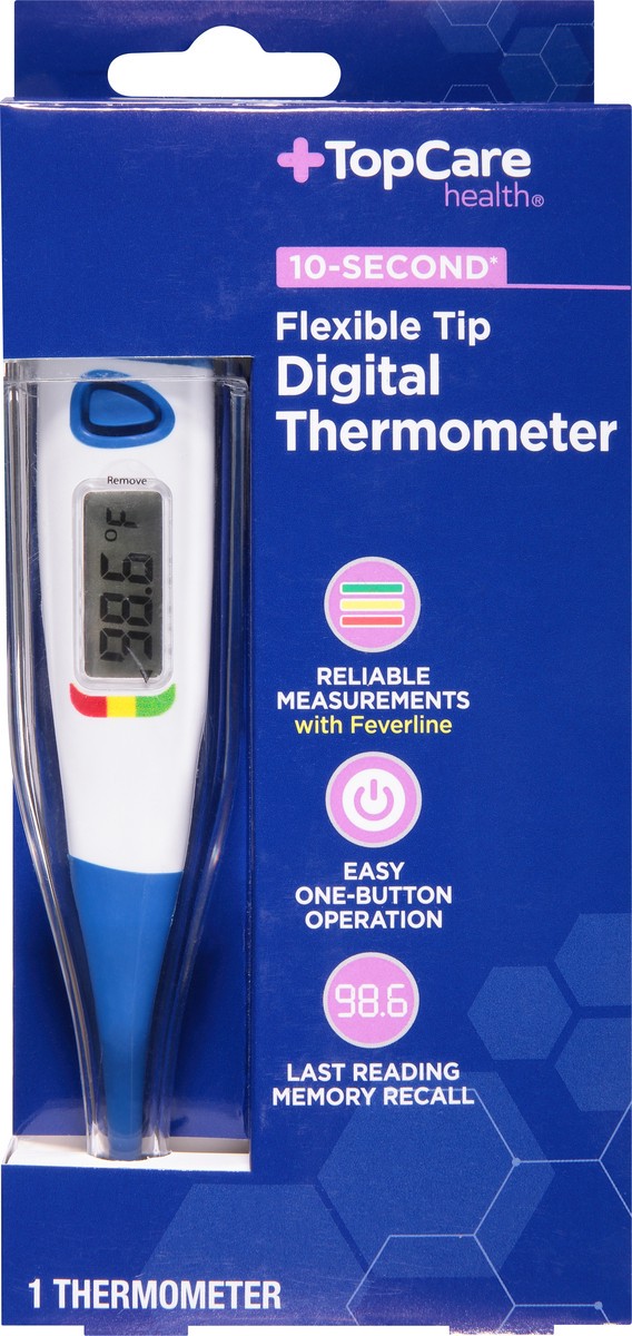 slide 1 of 9, TopCare Topcare Thermometer Digital Flexible Tip 10-Second, 1 ct