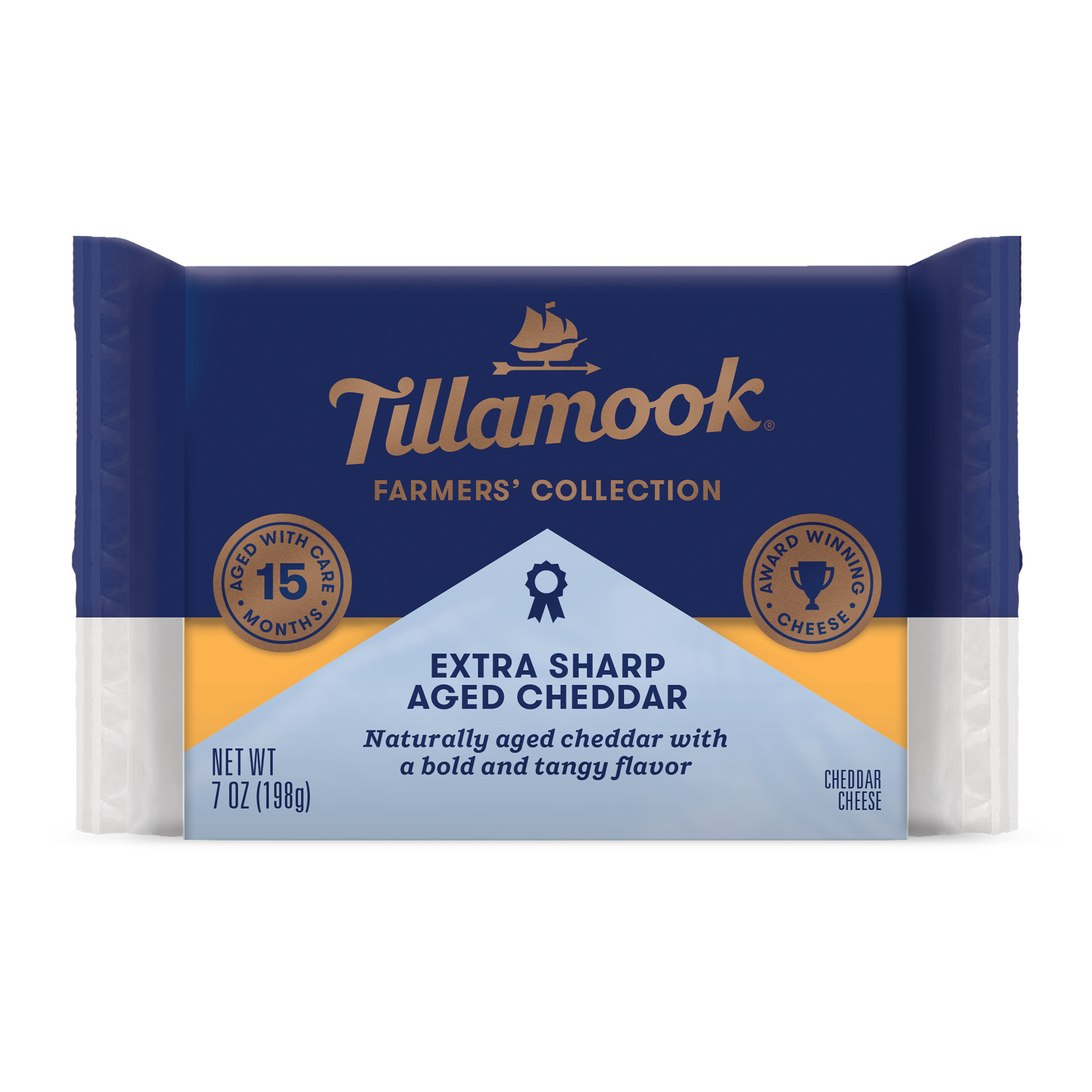 slide 1 of 2, Tillamook Farmers' Collection Extra Sharp Cheddar Cheese Block, 7oz, 198 gram
