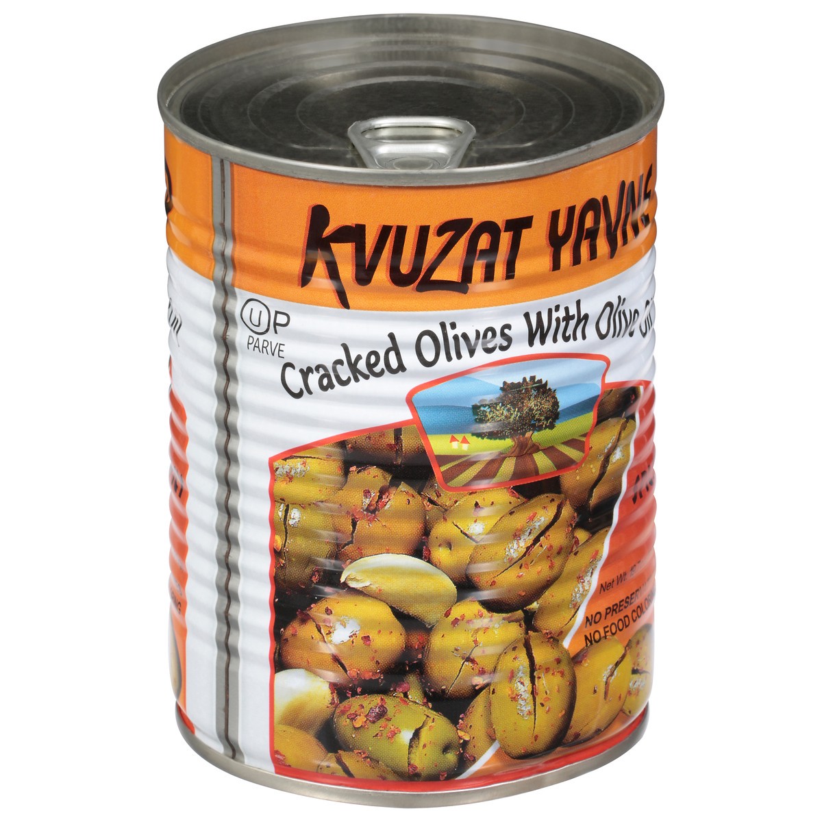slide 9 of 9, Kzuzat Yavne Cracked Olives, Spicy, 19 oz