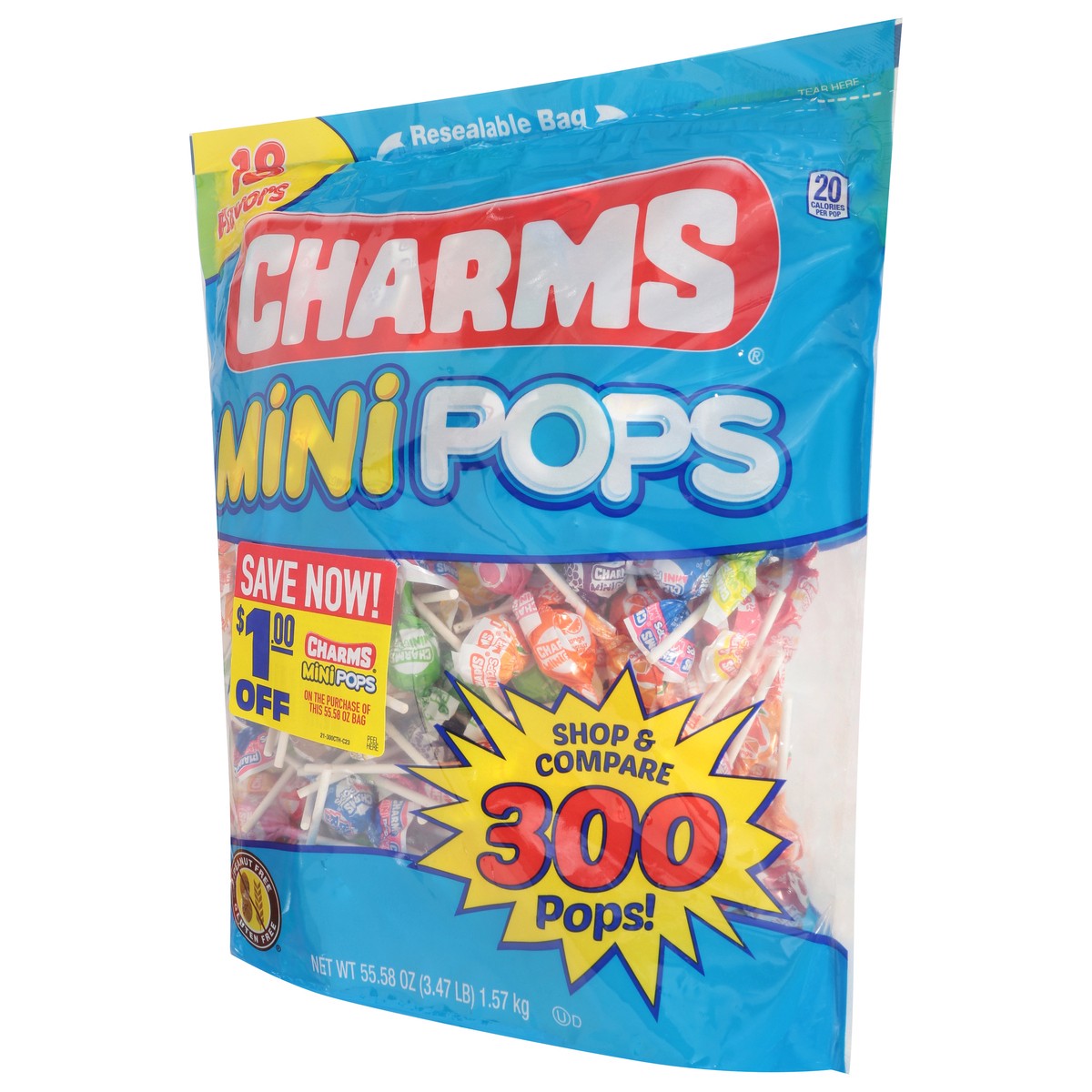 slide 2 of 4, Charms 18 Flavors Pops Mini 300 ea, 300 ct