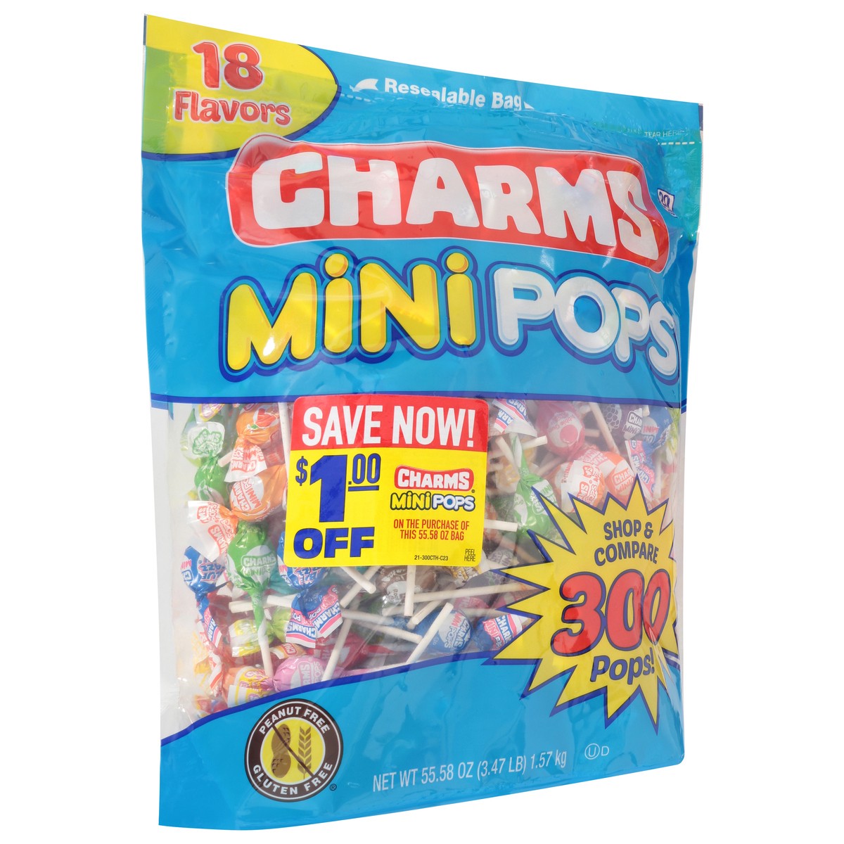 slide 3 of 4, Charms 18 Flavors Pops Mini 300 ea, 300 ct