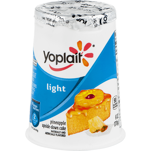 slide 1 of 1, Yoplait Light Yogurt, Fat Free, Pineapple Upside-Down Cake, 6 oz