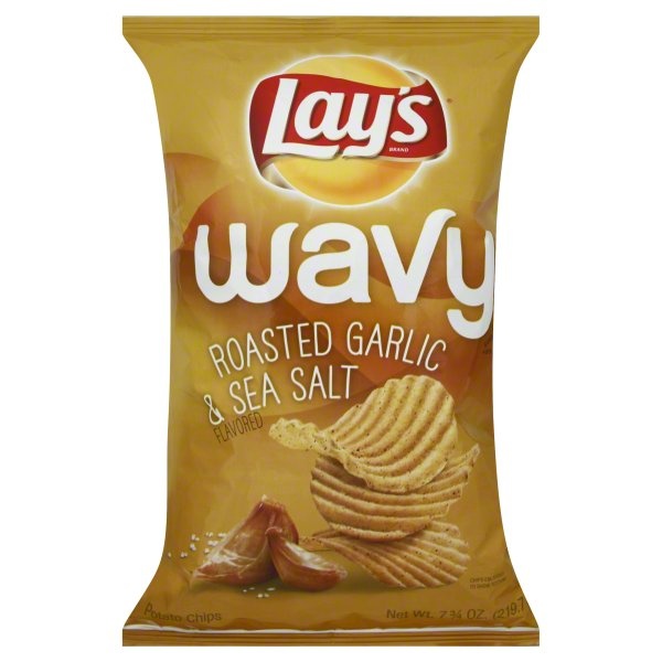 slide 1 of 3, Lay's Wavy Roasted Garlic & Sea Salt Potato Chips, 7.75 oz