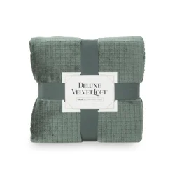 Berkshire Blanket Grid Dobby Velvetloft, 50in x 70 in, Evening Tide