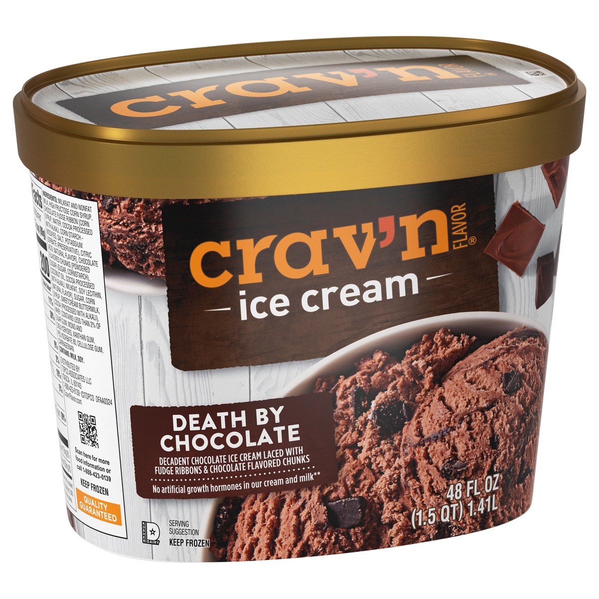 slide 3 of 4, Crav'n Flavor Death by Chocolate Ice Cream 48 fl oz, 48 fl oz