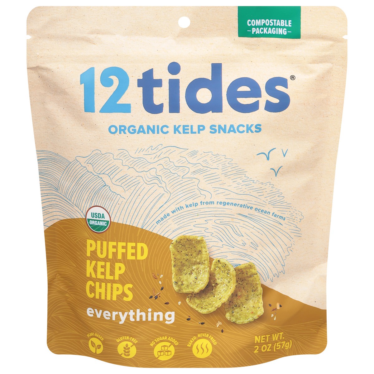 slide 12 of 13, 12 Tides Puffed Everything Kelp Chips 2 oz, 2 oz