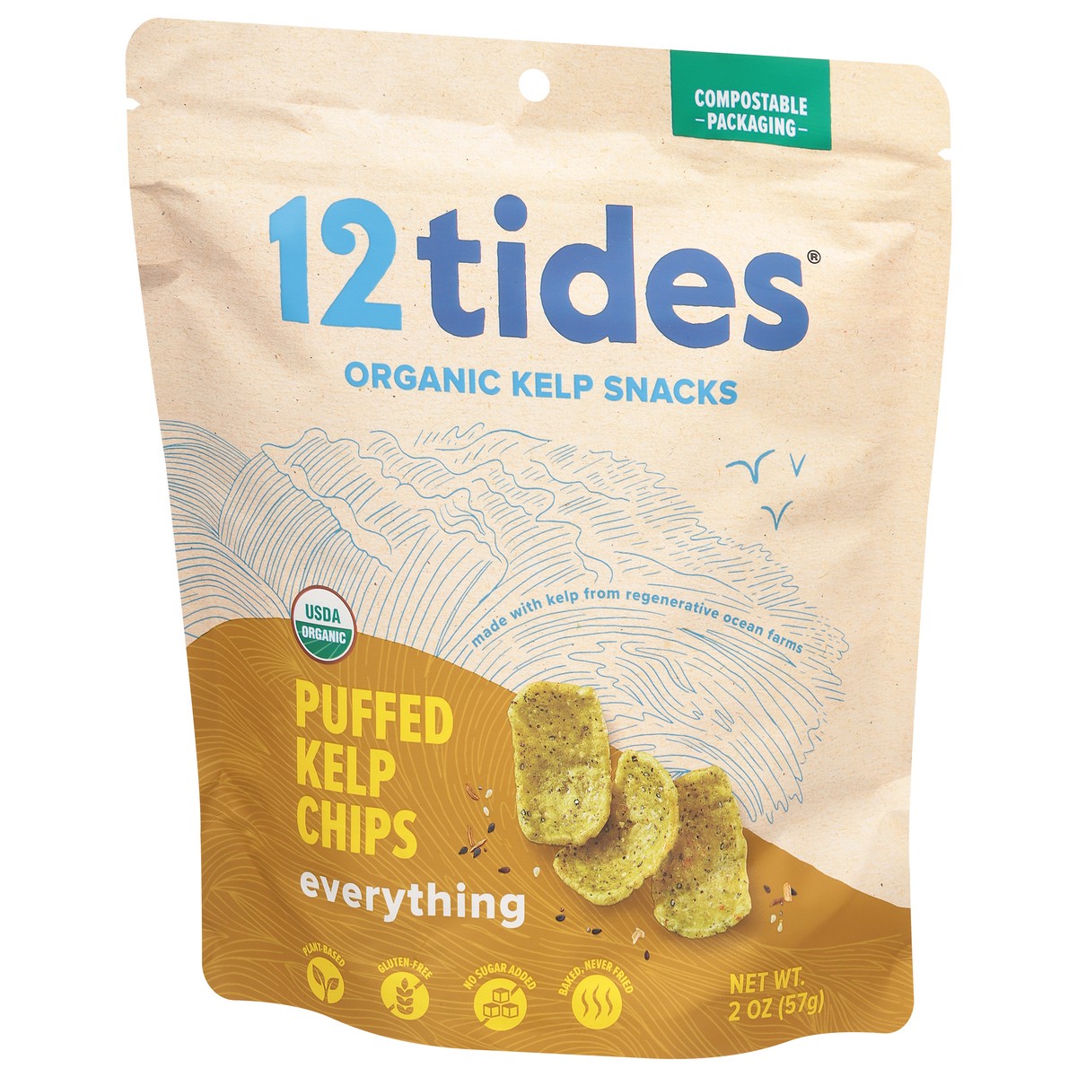 slide 6 of 13, 12 Tides Puffed Everything Kelp Chips 2 oz, 2 oz