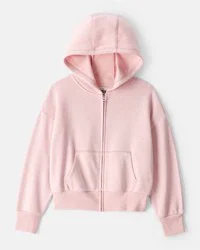 Oshkosh Girls Long-Sleeve Hooded Zip-Up Jacket - Pink Pink 12