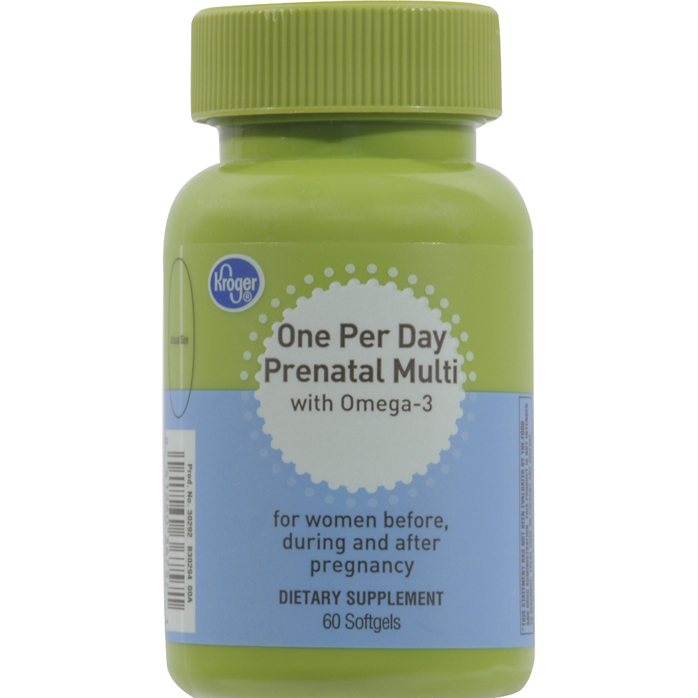 slide 1 of 1, Kroger One Per Day Prenatal Multi With Omega-3 Softgels, 60 ct
