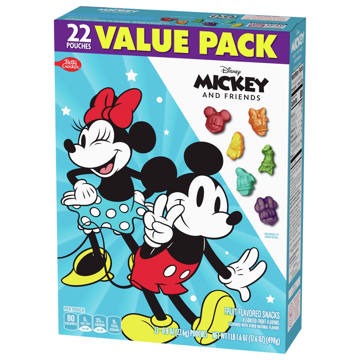 slide 6 of 9, Betty Crocker Micky & Friends Fruit Flavored Snacks, Treat Pouches, Value Pack, 22 ct, 22 ct