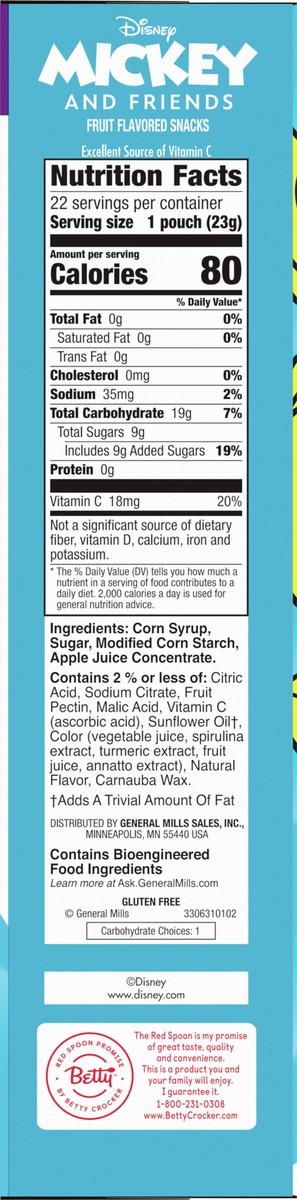 slide 8 of 9, Betty Crocker Micky & Friends Fruit Flavored Snacks, Treat Pouches, Value Pack, 22 ct, 22 ct