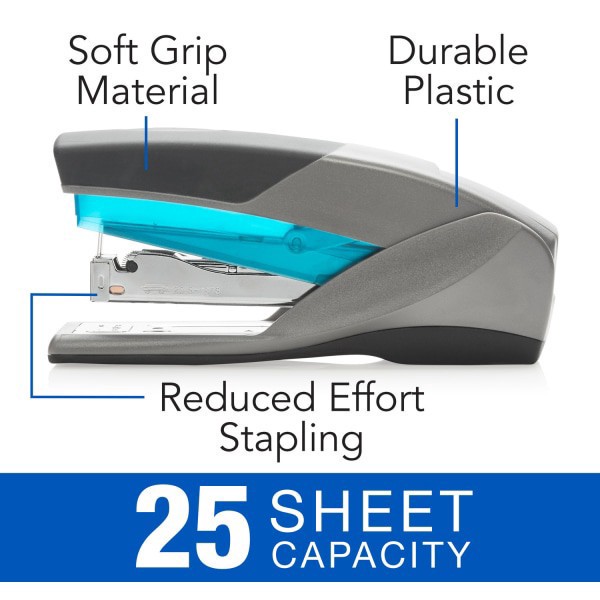 slide 7 of 7, Optima 25 Reduced Effort Stapler, 25 Sheets, Blue/Gray, 1 ct