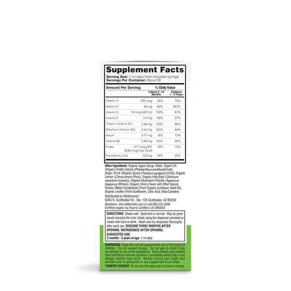 slide 5 of 5, Wellements Organic 2 Months+ Cherry Flavor Multivitamin Drops 1 oz, 1 oz