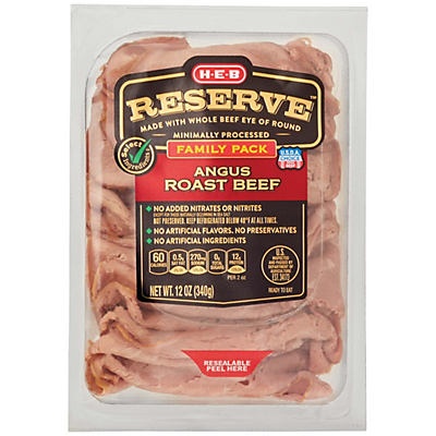slide 1 of 1, H-E-B Select Ingredients Reserve Roast Beef Family Pack, 12 oz