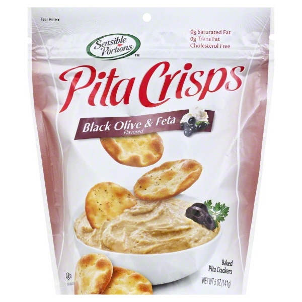 slide 1 of 6, Sensible Portions Pita Bites Black Olive Feta, 5 oz