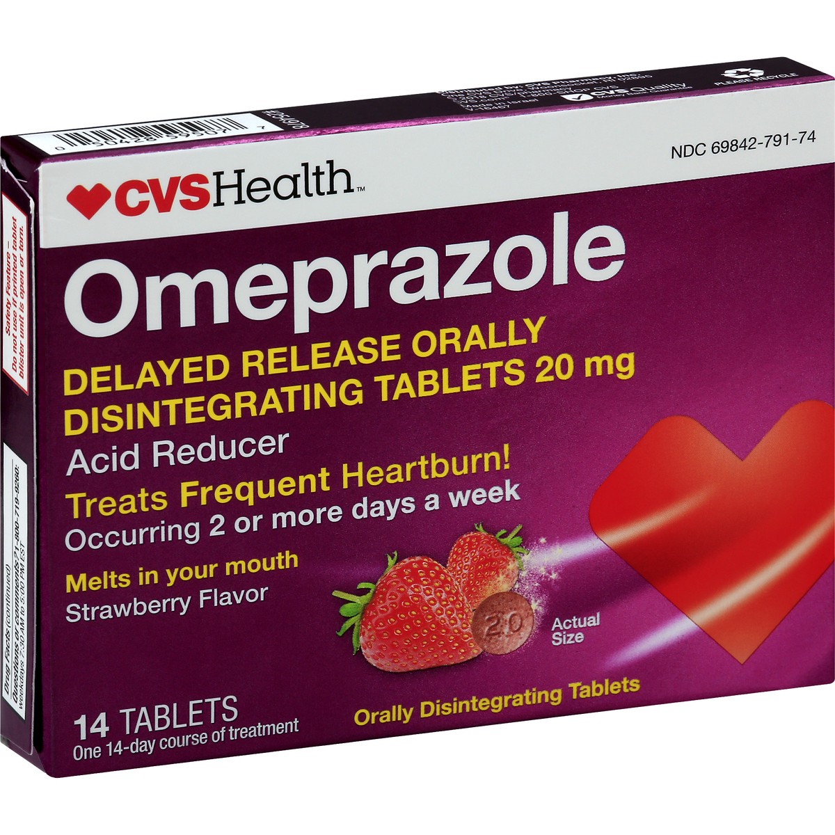 slide 6 of 11, CVS Health Omeprazole Delayed Release Acid Reducer Tablets, Strawberry, 14 Ct, 14 ct